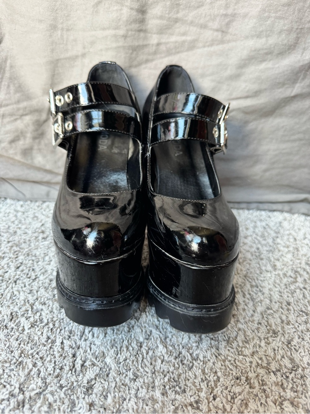Glossy Black Patent Platform Mary Jane Shoes